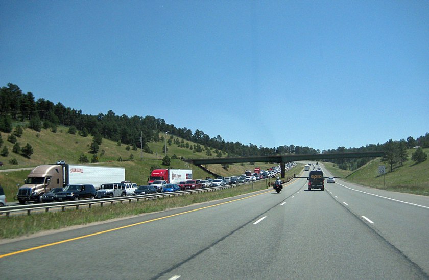 OK, we're full now. Continue on to Wyoming. 26-mile bumper-to-bumper traffic jam from the top of Genesee to the Empire exit, 7/30. 